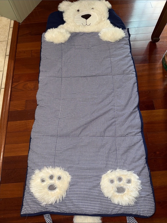 Pottery Barn Kids Other - Pottery Barn Kids Plush Bear Children's Sleeping Bag - Navy Blue and White